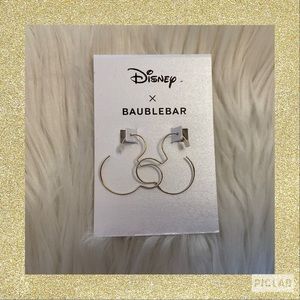 Disney x Baublebar Mickey Mouse Wire Earrings - New on Card - Goldtone